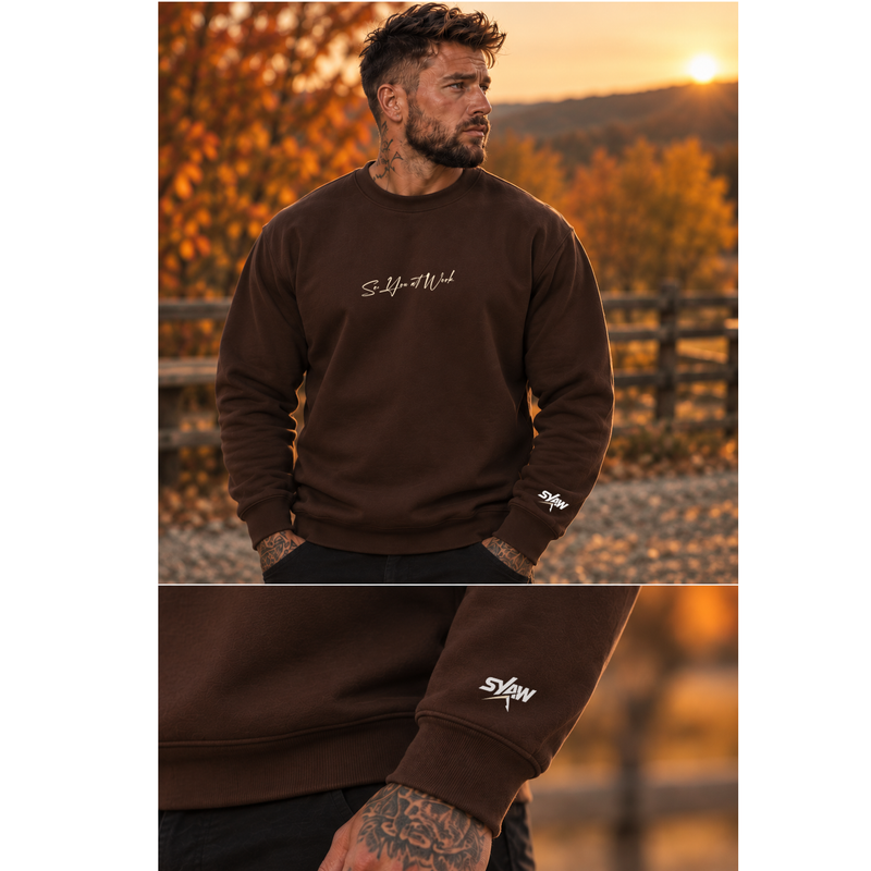 SYAW " Signature Sweater" Chocolate/Creme (S-4XL) PRE-ORDERS START SEPT 14TH (SHIPS BY OCT 1)